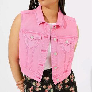 Torrid Cropped Denim Vest Vintage Stretch Button Front 1X